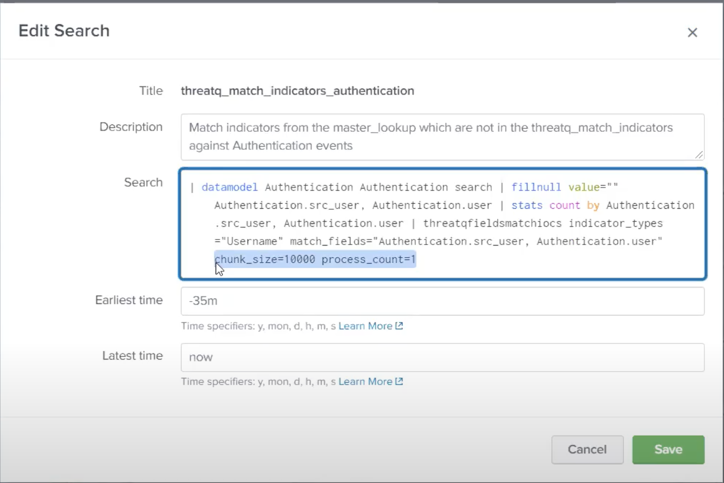 Chunking - Edit Search Example