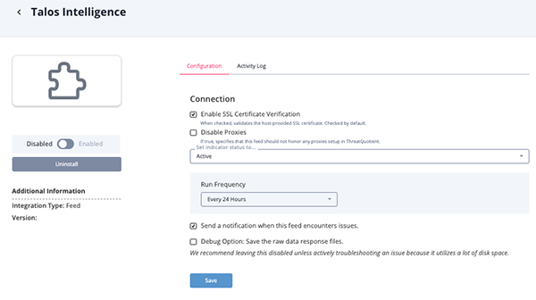 Configuration Screen