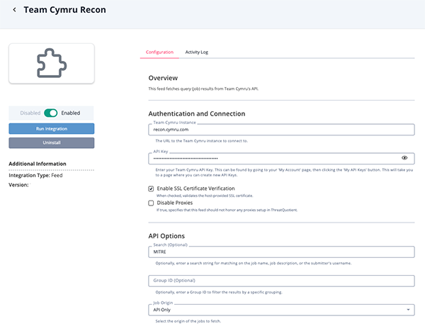 Configuration Screen