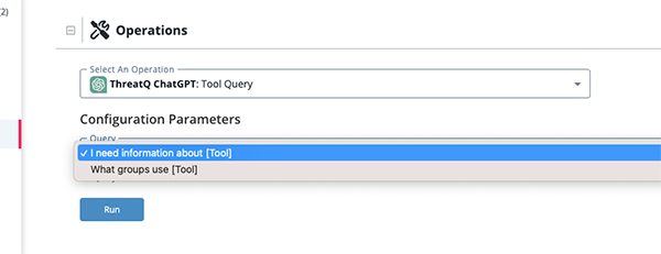 Tool Query Run Parameters