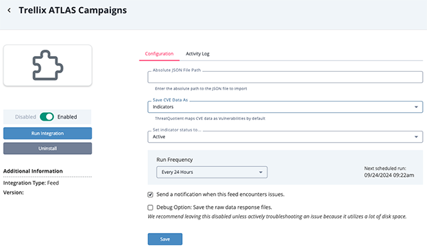 Configuration Screen