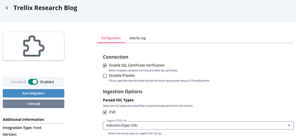 Configuration Screen