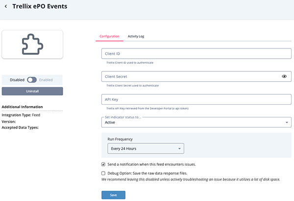 Configuration Screen