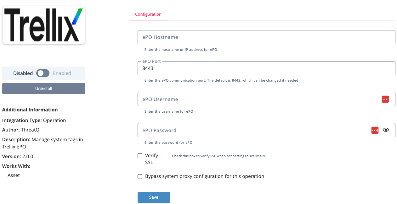 Configuration Screen