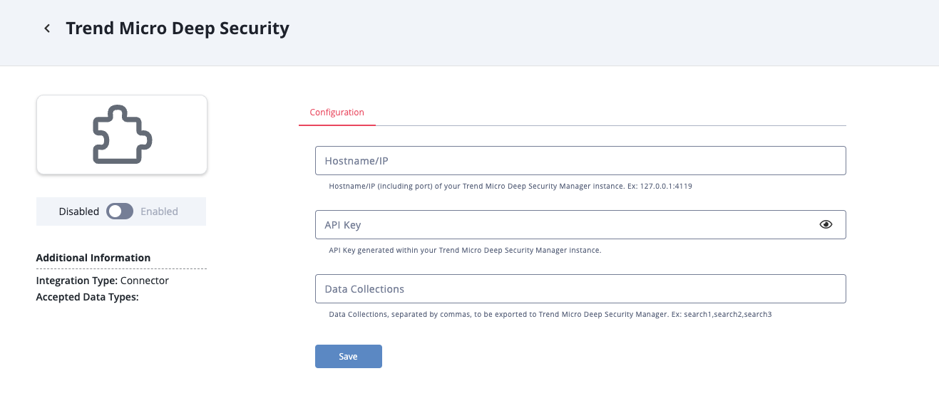 Trend Micro Deep Security Configuration Screen