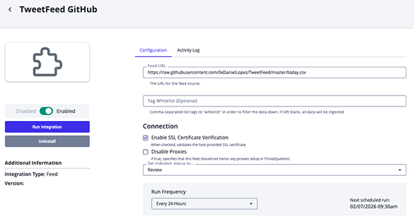 Configuration Screen