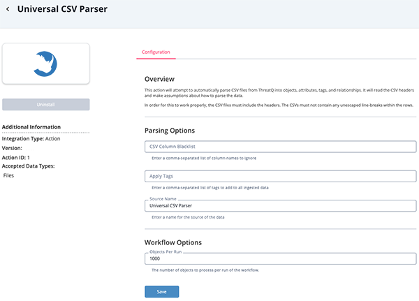 Configuration Screen