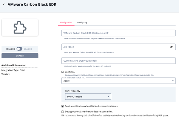Configuration Screen