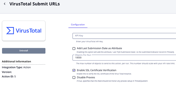 VirusTotal Submit URLs Configuration Parameter