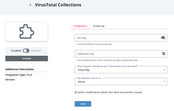 Configuration Screen