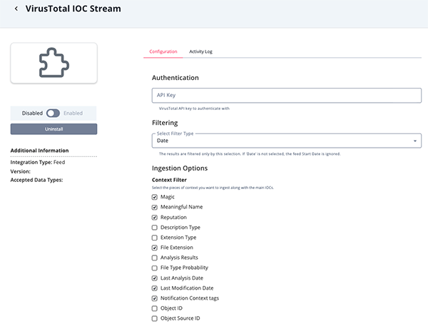 Configuration Screen