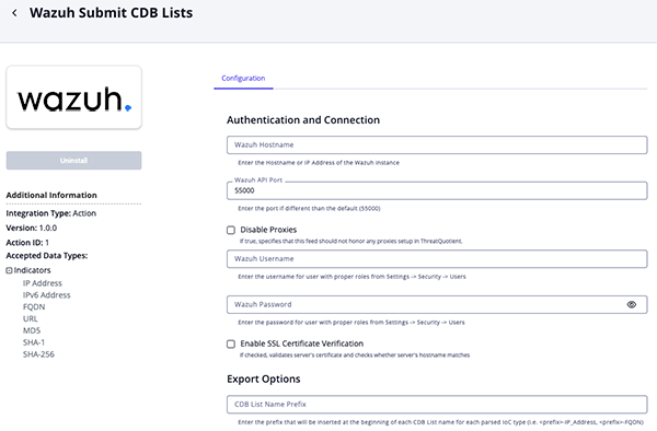 Configuration Screen