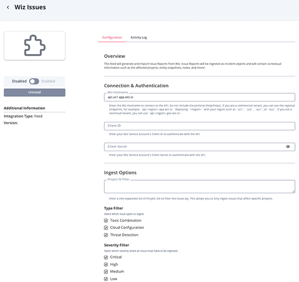Configuration Screen