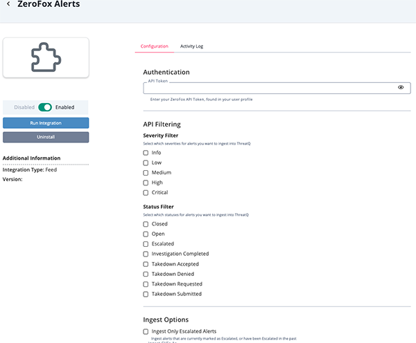 Alerts Configuration Screen
