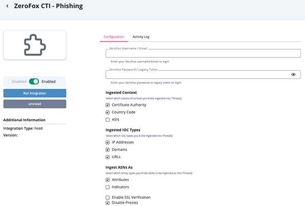 Phishing Configuration Screen