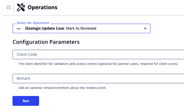 Mark as Reviewed Run Options