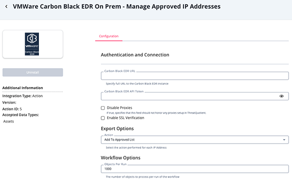 Manage Approved IP Addresses Configuration Screen