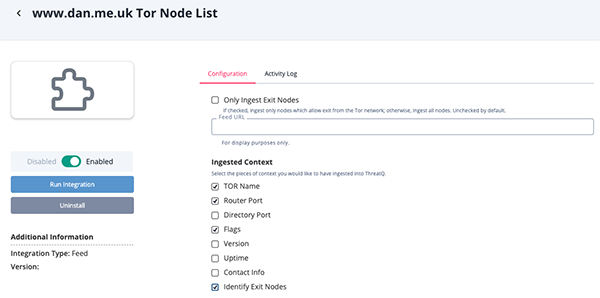 Configuration Parameters Screen