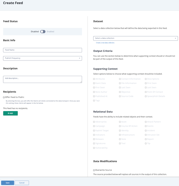 Create Feed Page