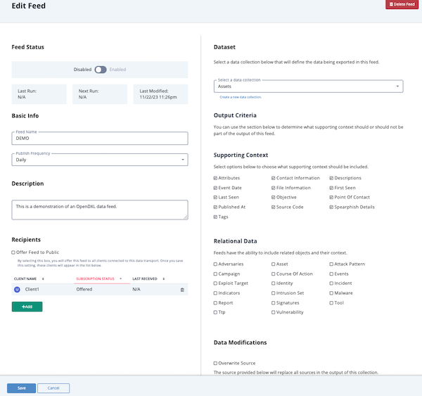 Publisher View - Edit Feed