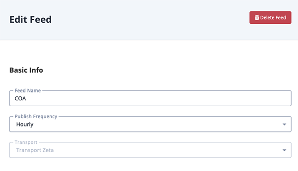 Edit Feed Page - Delete Feed Button