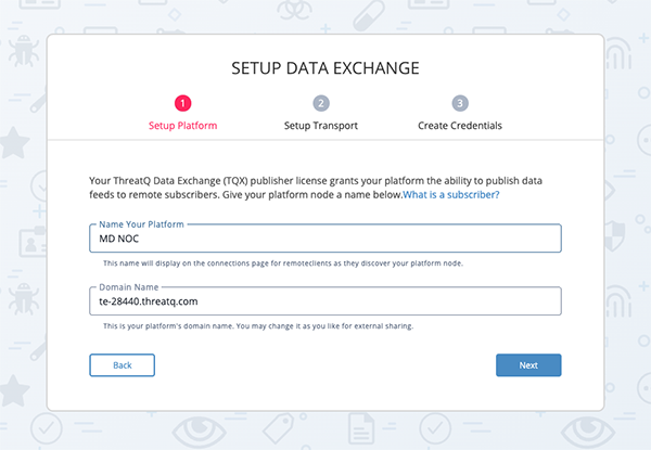 Setup Platform Screen