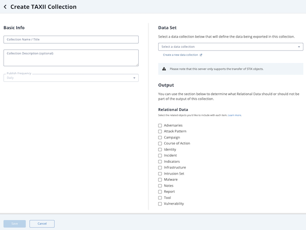 Create TAXII Collection Page