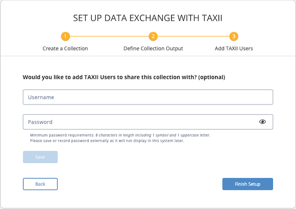 TAXII Wizard - Add TAXII Users