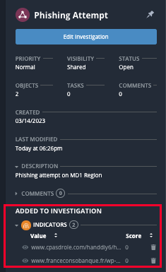 Action Panel - Investigation View