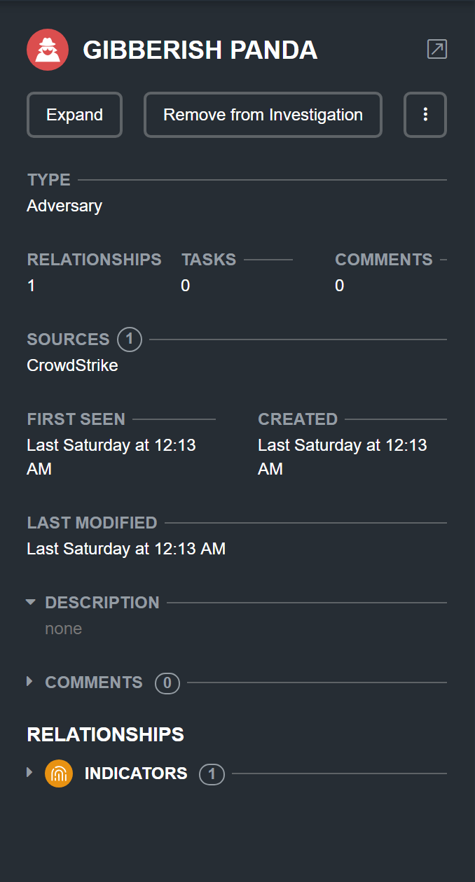 Example Action Panel