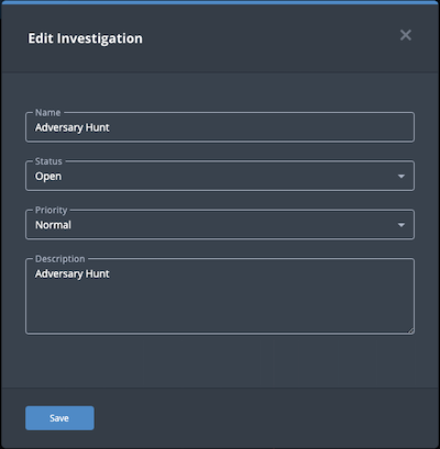 Edit Investigation