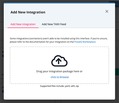Add New Integration Dialog Box