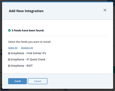 Select Actions to Install