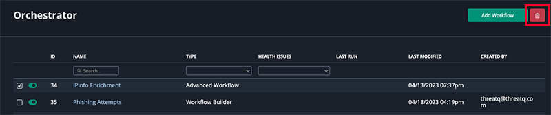 Selecting Advanced Workflow