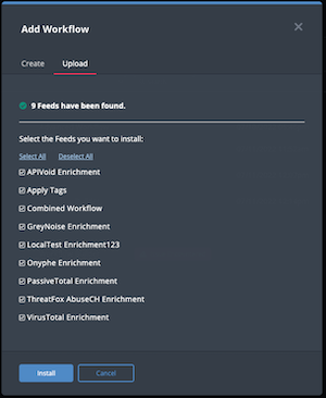 Import Workflow Window, Multiple Feeds