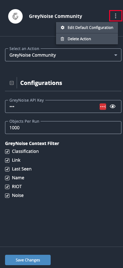 Edit Default Configuration Option