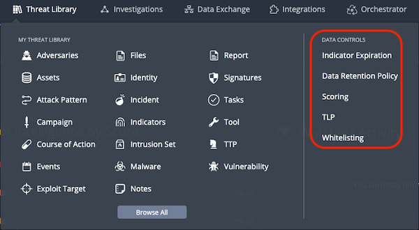 Data Controls Menu