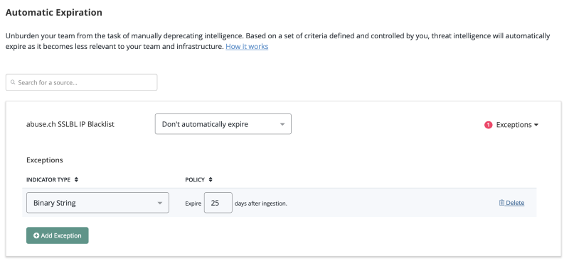 Automatic Expiration Exception Example