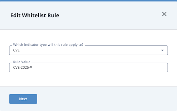 Edit Whitelist Rule Window