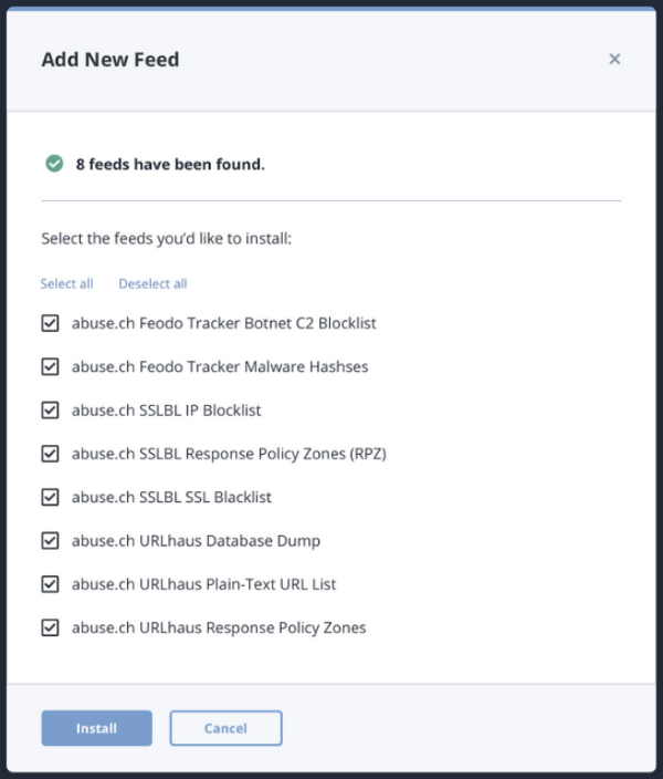 Select Feeds to Install