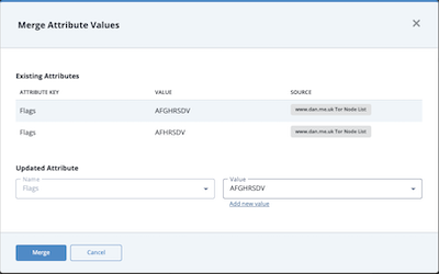 Merge Attribute Values Window