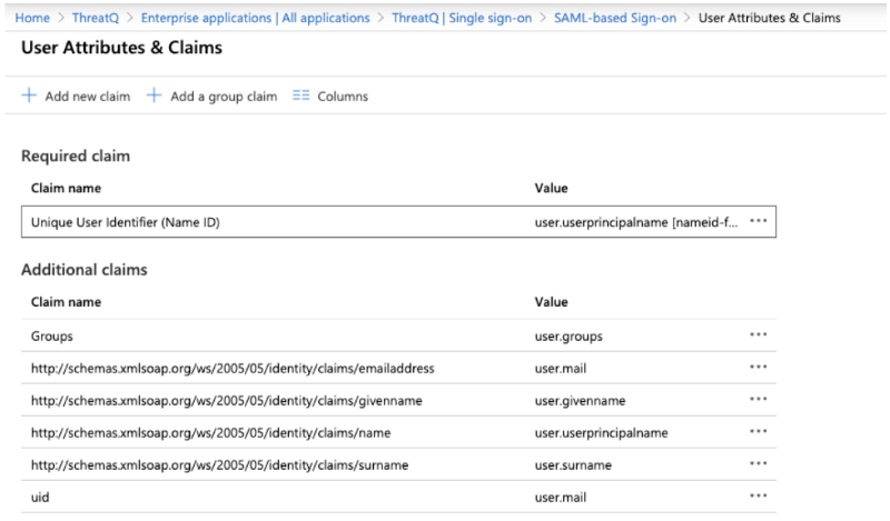 User Attributes and Claims
