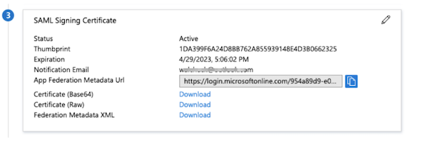 SAML Signing Certificate