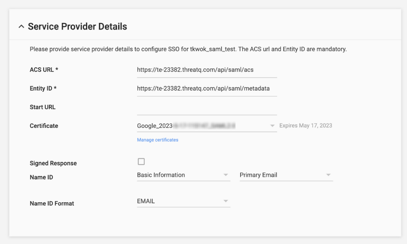 Service Provider Details Example
