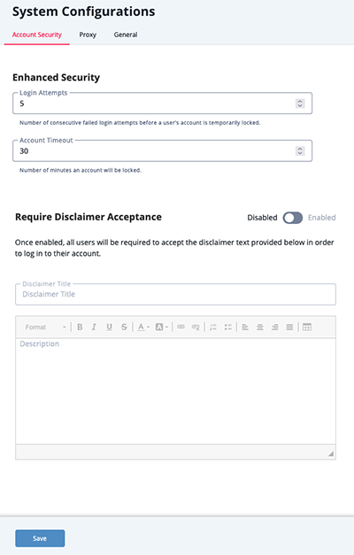 Account Security Tab