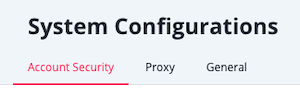 System Configurations Tabs