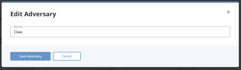 Edit Adversary Dialog box