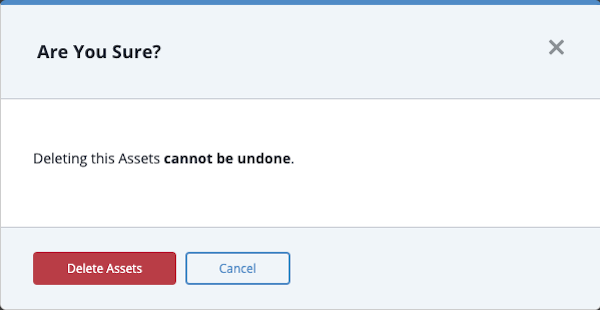 Asset Delete Confirmation box
