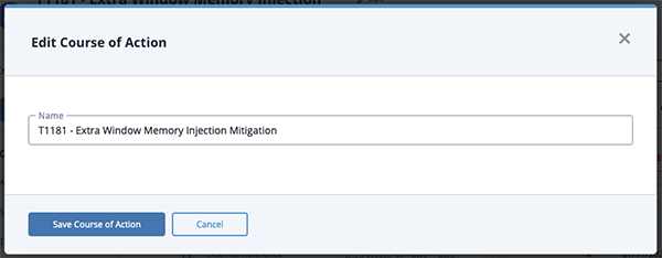 Edit Course of Action dialog box