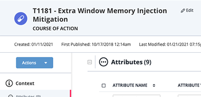 Course of Action details page